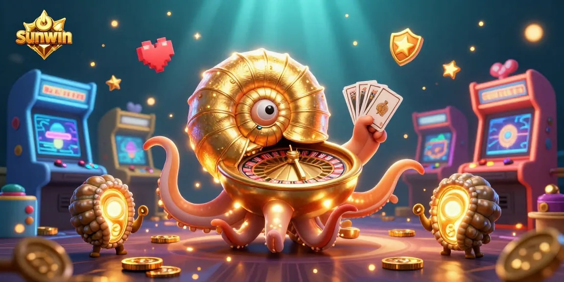 Experience the excitement of sunwin with an ancient nautilus roulette wheel and glowing game elements.
