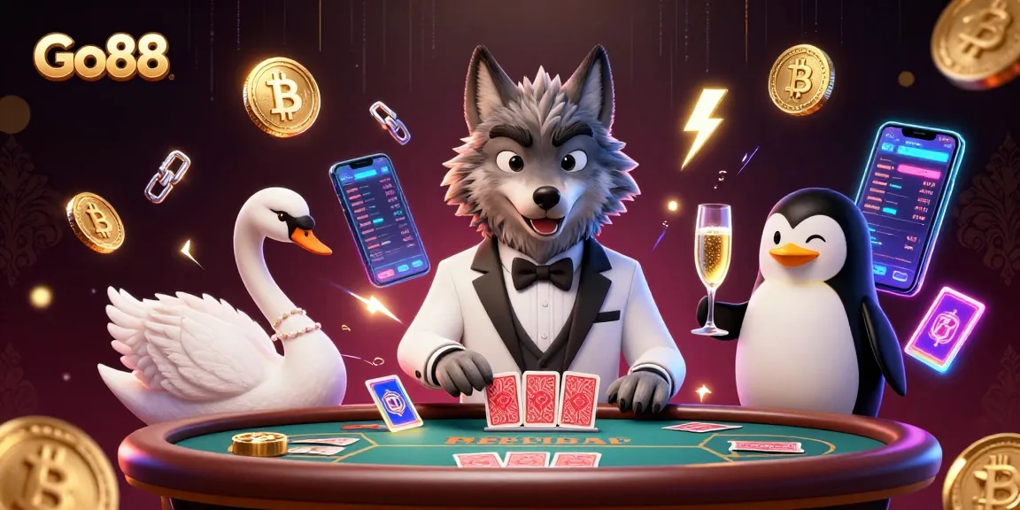 Play exciting games at Go88 with animated characters in a vibrant casino scene.