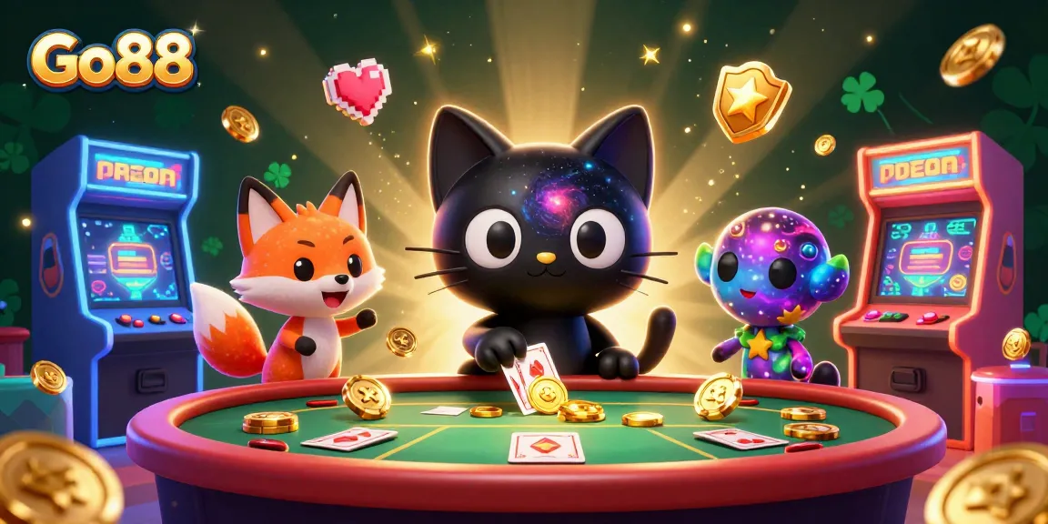 Experience the thrill at Go88 casino with vibrant gaming elements and a colorful cosmic atmosphere.