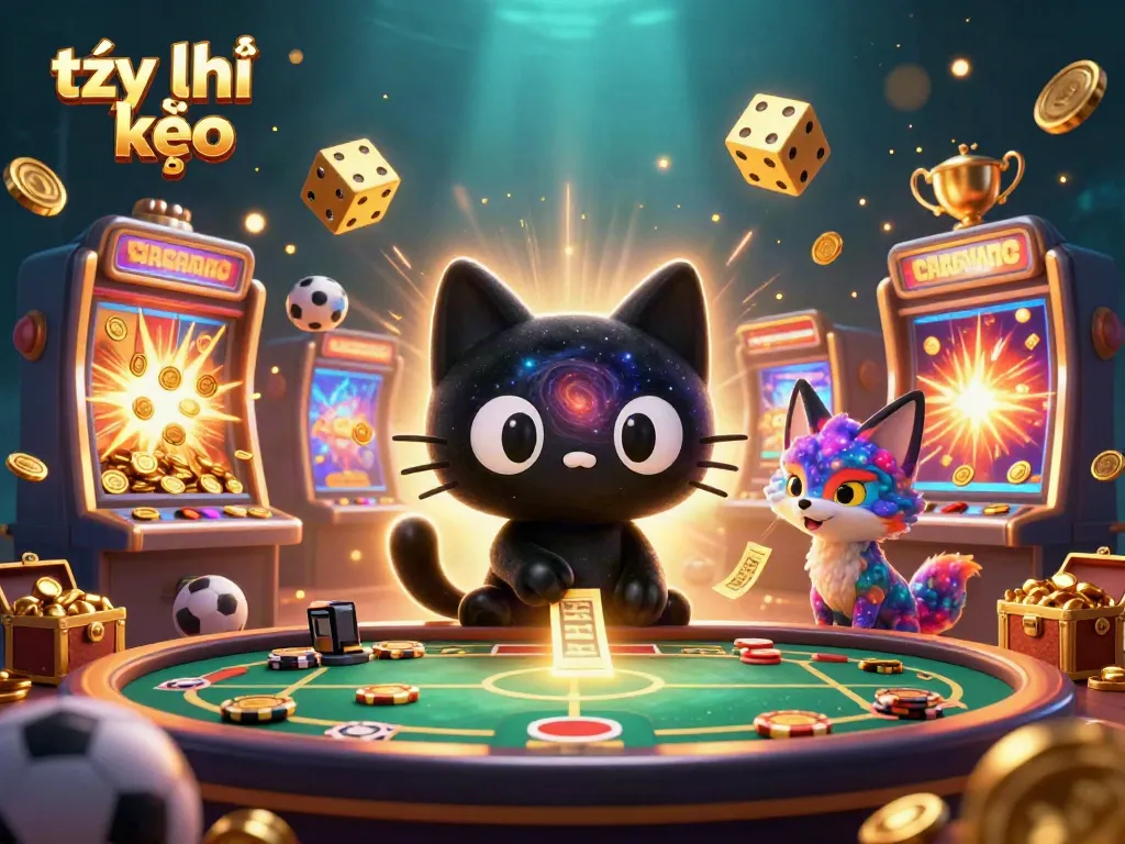 Experience thrilling sports betting with tỷ lệ kèo in a vibrant cosmic casino setting.